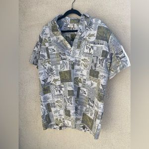 Go Barefoot Men’s Large Tall Hawaiian 1/4 Button Shirt